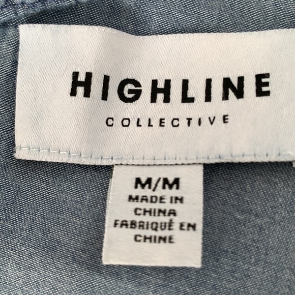 HIGHLINE Collection Ruffled Blue Blouse Size M #058 - Picture 6 of 8